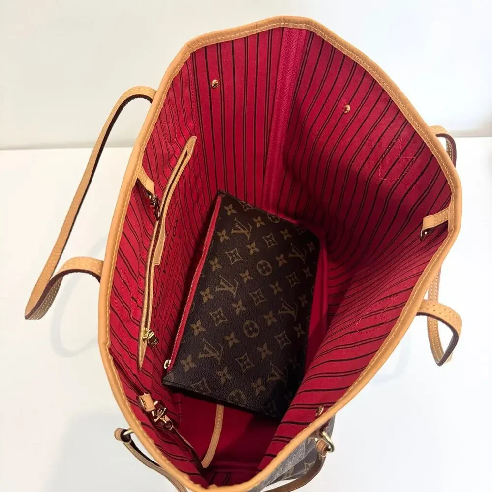Louis Vuitton Monogram Cherry Neverfull MM Tote w/ Pouch Red Lining LV Logo Bag